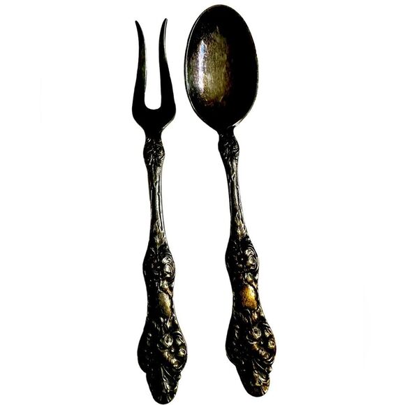 Vtg TH. MARTHINSEN NORWAY 40 E.P.N.S.
WILD ROSE BUTTER - OLIVE FORK &
DEMITASSE - Picture 1 of 7